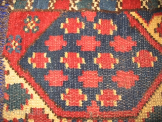 Antique Uzbek napramach, Central Asia, late 19h, nice natural colors, in very good condition, low pile. Size is 66-40 см, 2'3" - 1'4".          