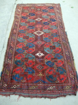  Antique Uzbek Karakalpak rug, Central Asia, circa 1920, nice colors. In very good condition, full pile, have some damaged places, see photos.  Size is 350 - 175 см, 12' x  ...