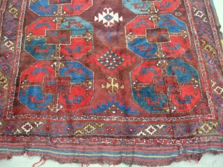  Antique Uzbek Karakalpak rug, Central Asia, circa 1920, nice colors. In very good condition, full pile, have some damaged places, see photos.  Size is 350 - 175 см, 12' x  ...