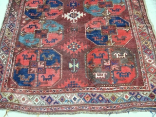  Antique Uzbek Karakalpak rug, Central Asia, circa 1920, nice colors. In very good condition, full pile, have some damaged places, see photos.  Size is 350 - 175 см, 12' x  ...