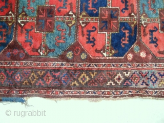  Antique Uzbek Karakalpak rug, Central Asia, circa 1920, nice colors. In very good condition, full pile, have some damaged places, see photos.  Size is 350 - 175 см, 12' x  ...