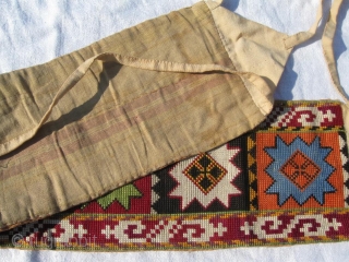 Antique Uzbek nomads Lakai head dress decoration, cross stitched silk embroidery, large size is 55x12 cm, 22x5 inches.               