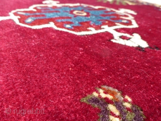 Antique late 19th century / early 20th century Kirshehir yastik rug. Beautiful colors with a cochineal field and purple accents. All colors are probably natural. Woven with an average knot count of  ...