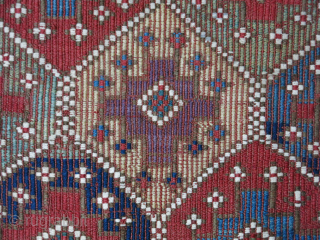 Caucasus Azerbaijan kilim bag face with saturated colors. size : 22" X 20" - 56 cm X 51 cm Circa : second half of 19th cent.       