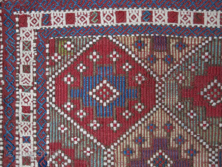 Caucasus Azerbaijan kilim bag face with saturated colors. size : 22" X 20" - 56 cm X 51 cm Circa : second half of 19th cent.       