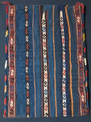 Caucasus - Shahsavan tribal bag made for special purpose with slits to close it tide. all wool natural colors, original side wrapping. Circa 1900 Size : 20" X 14.5" - 51 cm  ...