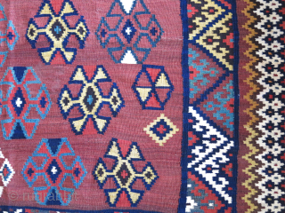 Luri Qashkai kilim, fine weave, great condition and saturated natural colors.       
Size : 114" cm X 71" 290cm X 180 cm Circa 1900 or earlier vedatkaradag@gmail.com  ...