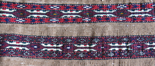 Turkmen Goklan torba camel hair kilim parts with cotton warps. Good pile not used a lot. Circa 1920-1930 Size : 39" X 12" -- 99 cm X 30 cm    