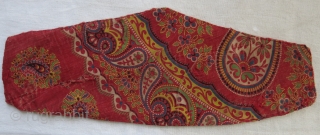 Turkmen Chodor forehead band, extreme fine silk embroidery on wool, mid-19th or earlier size - 10.5 " X 4 " -27 cm X 10 cm        