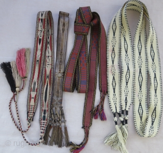 Syrian Ottoman Armenian extreme finely woven small bands. Four of these bands are from various ethnic origins. Metallic one should be Ottoman style, extreme fine woven with double side on upper part  ...