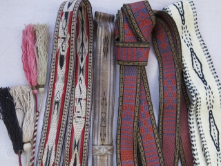 Syrian Ottoman Armenian extreme finely woven small bands. Four of these bands are from various ethnic origins. Metallic one should be Ottoman style, extreme fine woven with double side on upper part  ...