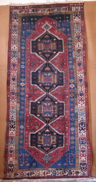 East Anatolian Gaziantep, Kurdish main rug. very strongly woven, mixed wool and cotton spun warps and cotton - wool wefts. Natural colors. two birds indicate that it was a Dowry rug. circa  ...