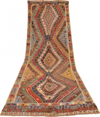 fantastic antique Sivas? kilim, circa cm 520 X 160, near mint condition                     