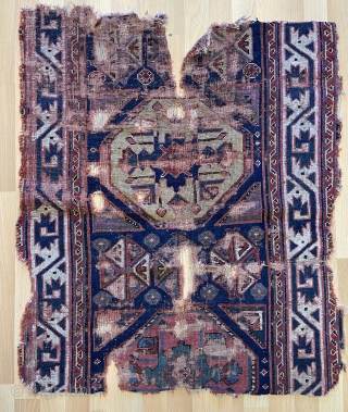 Kurdish carpet fragmant circa  1780 or 1800s size                        