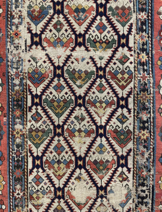 Very beautiful runner rug 1820 or 1840s size 260x110cm                        