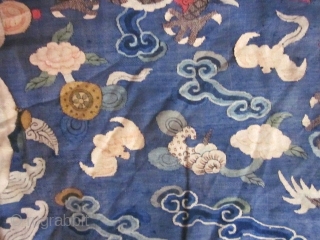 CHAOFU or Semi-Formal Court chinese robe from the Qing dynasty in Kesi (silk tapestry). it is composed of three vertical panels including one crossing the front  and closed by five buttons.  ...