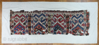 ANTIQUE ANATOLIAN SAF KILIM SEWN ON LINEN - 228x 72 cm (275 x 118 cm linen)                 