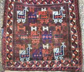 antique crazy bird baluch khordjin. Size: 62 x 163 cm. Perfect condition. Complete. Very rare.                  