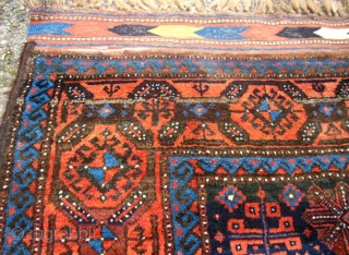 Wonderful old Baluch! Size: 130 x 287 cm. Some lost pile. The rug is clean.                  