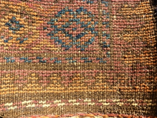 Very rare antique Main Baluch rug. Size:155 x 245 cm. Used condition. Small holes and little repair. Some lost wool. Some area with thin wool. Wonderful kilim ends.     