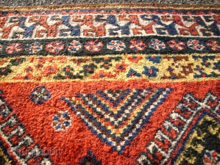 Old nice and special kurdish rug. Size: 134 x 259 cm. Perfect colors. Very good condition. A special main border.             