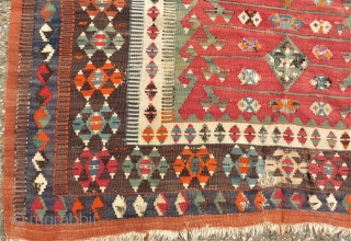 Anatolian Prayer Kilim. Size: 137 x 164 cm. Some holes. Need repairs.                     