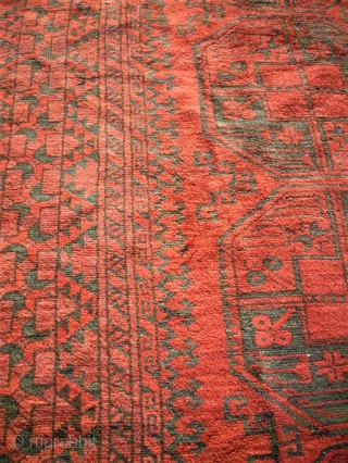 Main Afghan antique rug. Size: 247 x 321 cm. Very good condition. Lightning green.                   