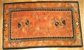 antique chinese small rug. Size: 59 x 99 cm. Fine knotting.                      