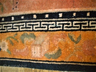 antique chinese small rug. Size: 59 x 99 cm. Fine knotting.                      