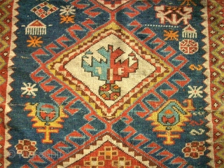 antique caucasian rug. Size: 103 x 178 cm. Used condition.                       