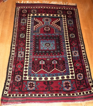 Interesting prayer rug. Size: 117 x 166 cm. Caucasian / Anatol rug.                     