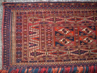 Old turkmen Torba. Size: 28 x 126 cm. Very fine knotting. Nice colors.                    