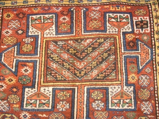 antique Kordi Quan rug. Size: 160 x 310 cm. Some used pile. Great colors. a wonderful piece.                