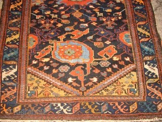 SOLD - THANK YOU! Antik, persian kurdish? rug. very nice colours and interesting ornaments. fine knotting. pile is low. 
Size: 180x110cm            