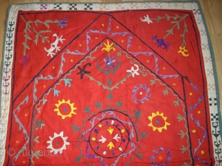 Old Usbek Prayer Suzani. Size: 100 x 64 cm. Very fine and rare piece. Top condition.                 