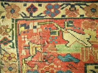 Antique Caucasian rug? Size 99 x 180 cm. Good pile. One edge damaged. Used. Wonderful colors.                 