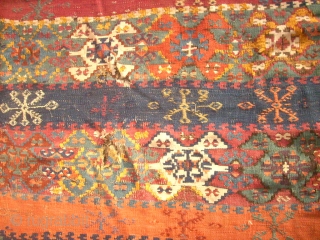 Antique anatolian Kilim. Size: 330 x 164 cm. Bad conditon. Holes. Damaged.                     