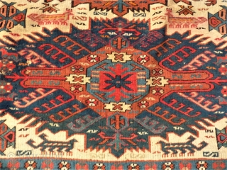 caucasian Zeywa rug. Size: 127 x 174 cm. Bad condition. With holes.                     