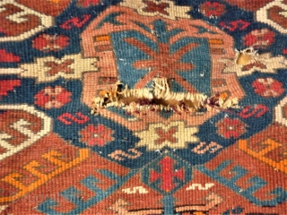 caucasian Zeywa rug. Size: 127 x 174 cm. Bad condition. With holes.                     