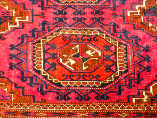 Antique Tekke Tshowal. Size: 84 x 153 cm. Some small repairs. Fine knotting.                    