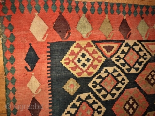 Caucasian Kilim fragment. Size: 127 x 159 cm. Used condition.                       