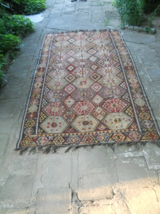 Antique Turkish  sarkoy kilim
 Dimensions: about 300x160cm. 
There is an old repair, otherwise in good condition.                