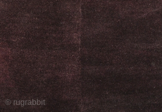 Uncommon thickly padded four paneled Tibetan masho - or above-saddle carpet - woven in the tsuktruk style. The naturally dyed pile is actually a deep purple, obtained from aubergine. The face has  ...