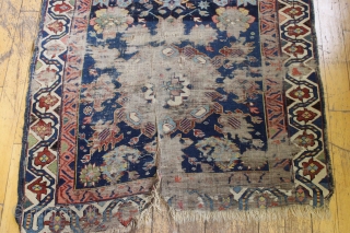 early kuba or seichour long rug with an eye catching border. And yes, I know it is worn. ca. 1850 3'7" x 9'6"          