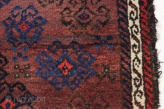 antique turkish knotted baluch rug in pretty good condition with a wild design and great color. All beautiful natural colors including small bits of fiery red highlights. "as found", with allover good  ...