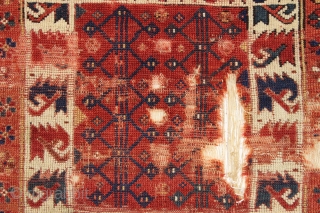 Early small west Anatolian rug. Transcendent. 3' x 3'2"                        