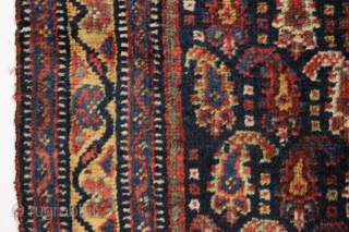 Antique south persian rug. Elegant little rug with allover good lustrous pile and beautiful natural colors. Deep blue ground. Clean and ready for light floor use or wall hanging. 19th c. 4'  ...