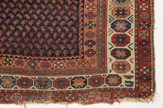 antique kurd hamadan rug. Must like boteh. Tiny ones. Nice honest older northwest persian floor rug with all good natural colors and mostly pretty good pile. "As found", dirty and with some  ...