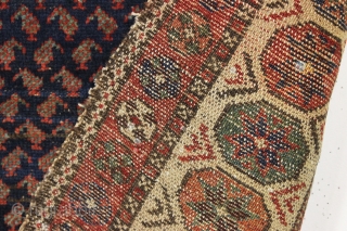 antique kurd hamadan rug. Must like boteh. Tiny ones. Nice honest older northwest persian floor rug with all good natural colors and mostly pretty good pile. "As found", dirty and with some  ...