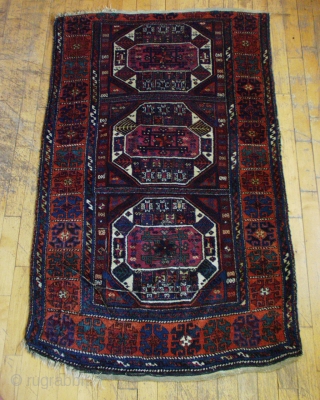 Antique Kurdish East Anatolian rug. Good original untouched condition. Thick pile. Typical creases. All good natural colors. This weaver decided the rug was finished without completing the borders! Original braided end finishes.  ...